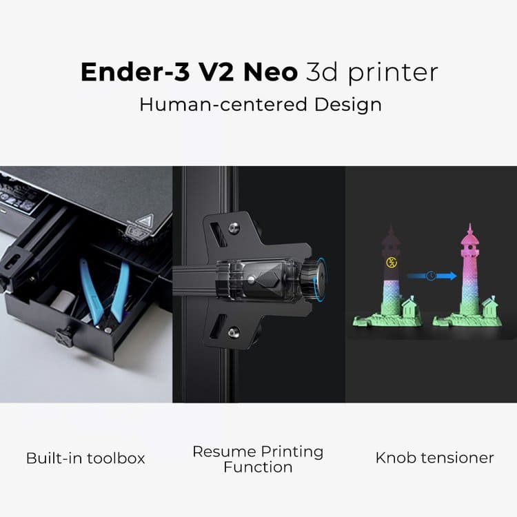 Imprimante 3D Creality Ender-3 V2 Neo , 220 x 220 x 250 mm, nivellement  automatique à 159€ (entrepôt Pologne)